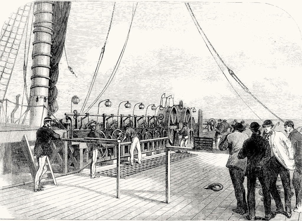 TELEGRAPHS. SS Great Eastern. Paying-Out Machinery 1865 old antique print